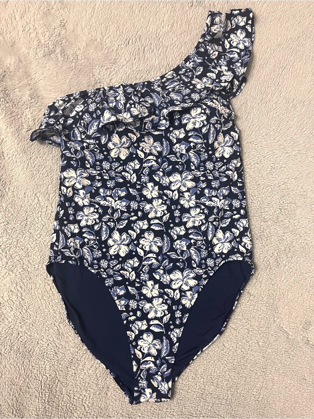 VINEYARD VINES One Shoulder Ruffle Floral One Piece Swimsuit Size S